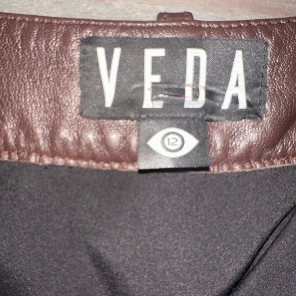Veda Chocolate Brown Leather Skirt. - Picture 5 of 11